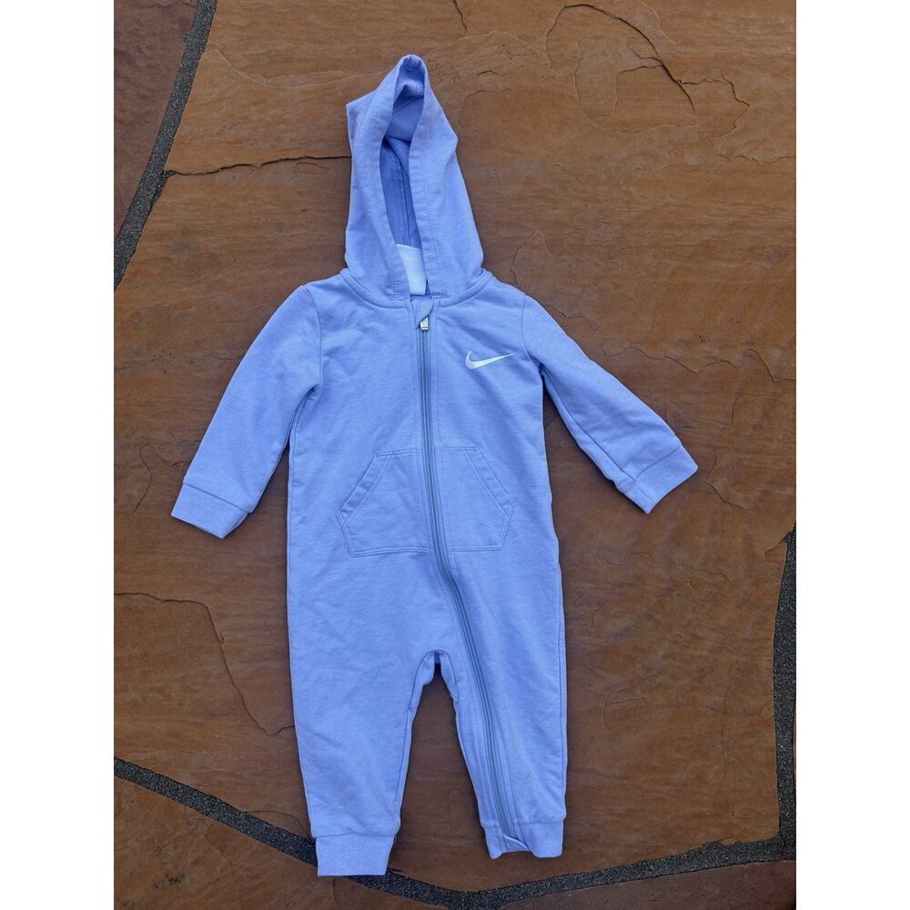 Nike Essentials 12M Hooded Baby Coverall In Blue